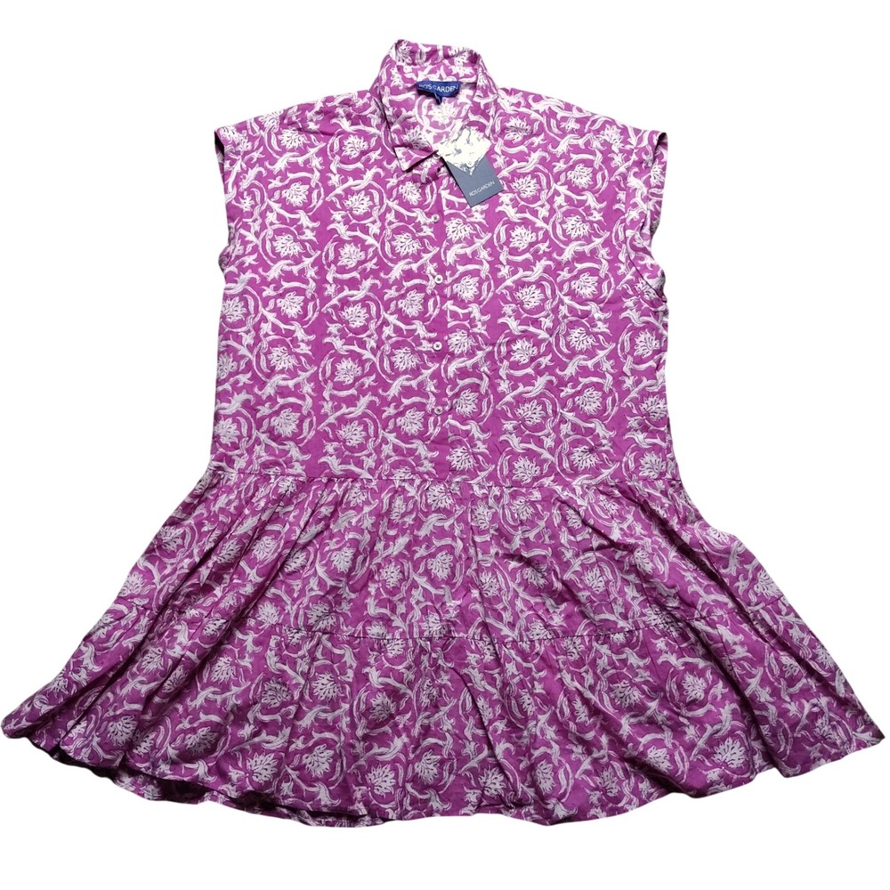 Ro's Garden Morgana Frankie Dress Women XL Pink NEW Floral Block Print Tiered